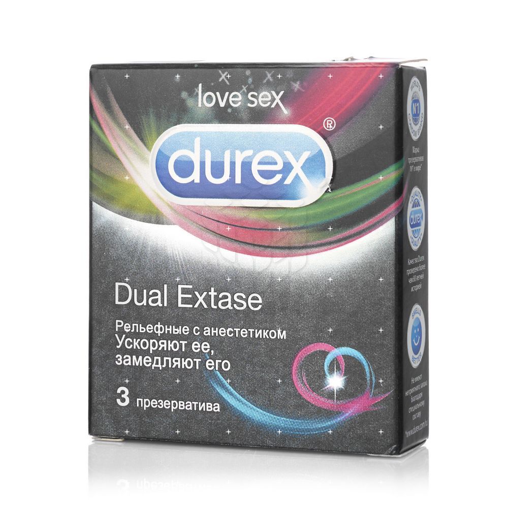 Презерватив Durex Dual Extase купить со скидкой в секс шопе  Презервативы  Комбинированные